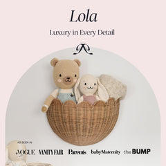 BEBE BASK scalloped wicker wall decor in living room setting.