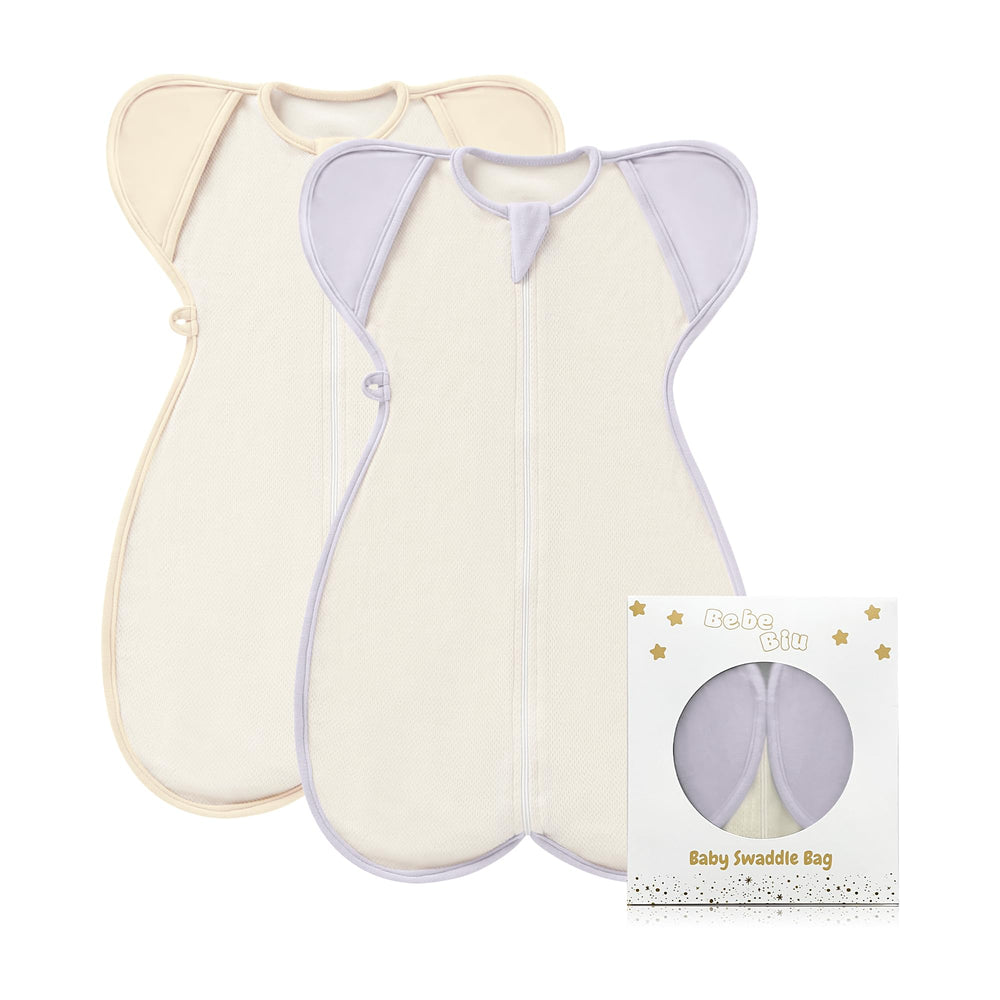 BebeBiu Baby Swaddle Sleeping Bag front view Lovry promotes calm sleep with breathable cotton.