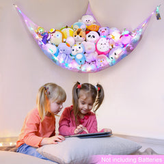 BeBeJoJo corner toy net mounted for easy access to plush toys