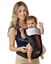 BeBeBus 2-in-1 carrier front view with hip seat for newborn cradle comfort.