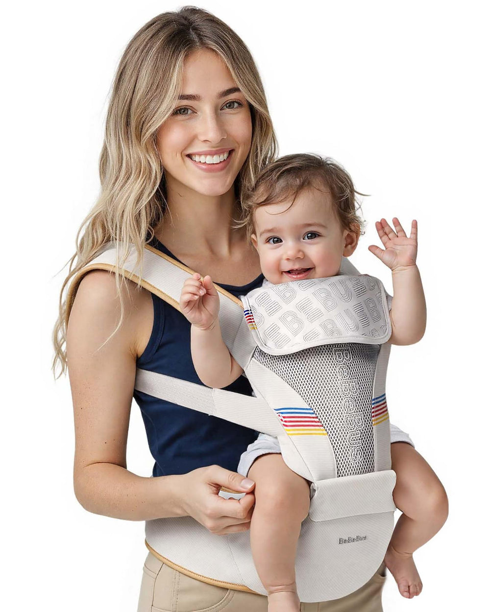 BeBeBus 2-in-1 carrier front view showing ergonomic design for everyday wear.