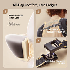 BeBeBus C-section friendly design with wide waistband for comfortable support.