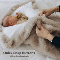 Bebeezoo warm swaddle blanket snap buttons simplify quick dressing for busy parents