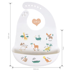 BEBE FAVOUR adjustable-neck bib provides a snug fit during growing baby's meals.