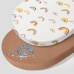 BeBeJoJo baby bassinet sheets with muslin top layer for gentle newborn comfort.