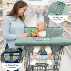 BeBeJoJo muslin cart cover extended-straps securing to various cart handles