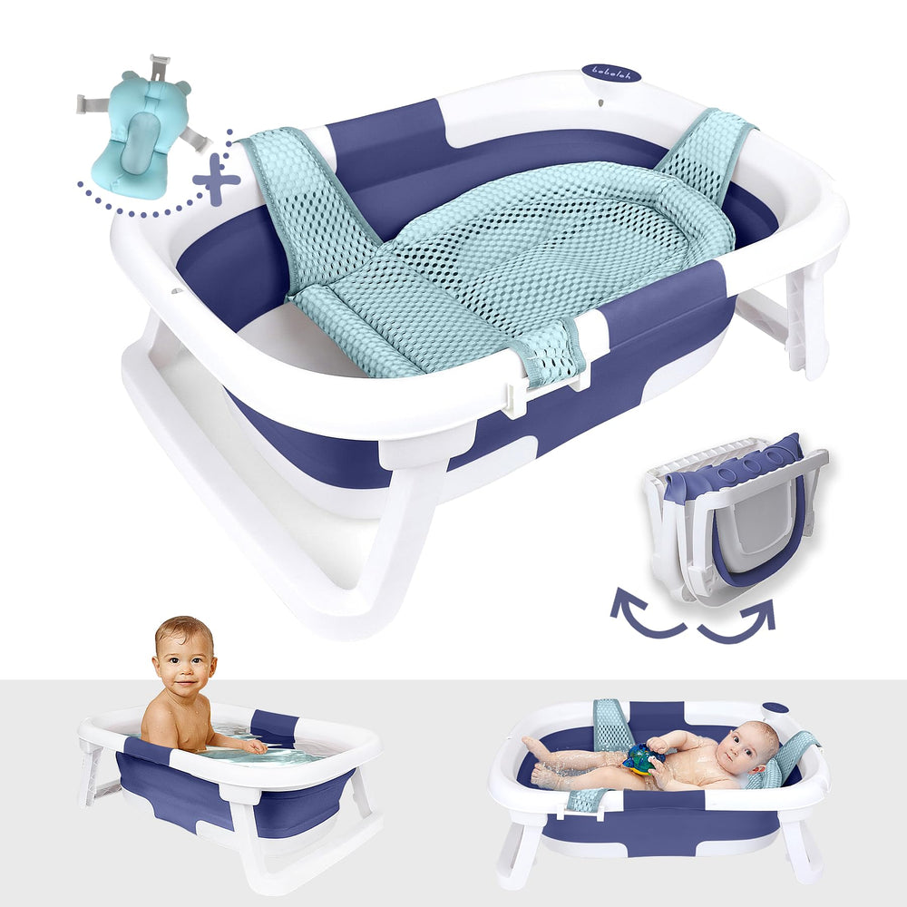 BEBELEH collapsible bathtub folded for compact storage after bath.