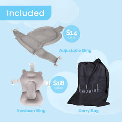 Bebeleh soft cotton bath cushion adds gentle comfort for bath time.