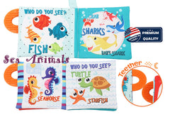 Bebe Mondo jungle-farm animals book introduces themes to spark recognition and conversation.