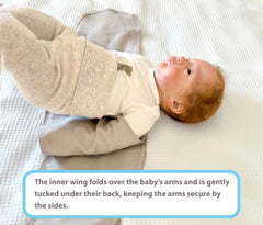 bebon Baby Arm Swaddle hip-healthy design keeps hips free for healthy movement