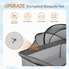 BEBONO bassinet cover folded into the included storage bag