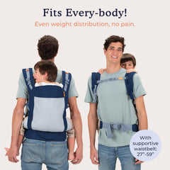 Beco Toddler Carrier lumbar-support navy reduces fatigue during longer wear