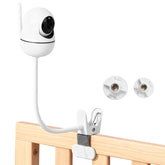 BECOMFY baby monitor mount close-up shows secure clip for crib monitoring.