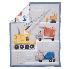 Bedtime Originals Construction Zone dust ruffle adds color while protecting the mattress edge
