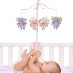 Bedtime Originals Tiny Dancer mobile pink tutus scene for engaging crib visuals