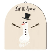 Beeveer baby-footprint wooden mistletoe ornament, keepsake for photos.