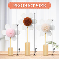 Beeveer large flower wooden daisy decor side angle highlighting natural texture.