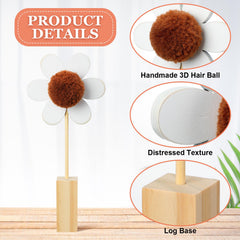 Beeveer medium flower wooden daisy decor full view for shelf styling.