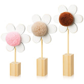 Beeveer trumpet flower wooden daisy decor close-up showing warm cream color for nursery wall art.