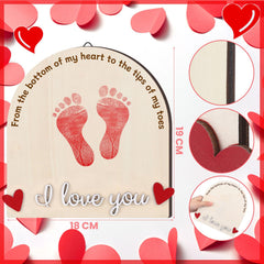 Beeveer Valentine's Heart Footprint Art Sign baby footprint closeup for first keepsake.