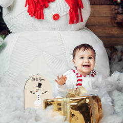 Beeveer wooden baby first Christmas sign, photogenic and decorative.