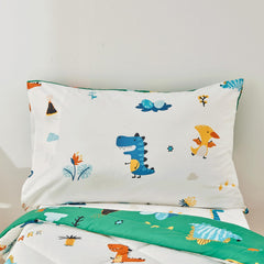 Beeweed dinosaur toddler bedding pillowcase in colorful patterns for cozy sleep.