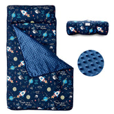 Beeweed toddler nap mat rollup design for easy travel portability.
