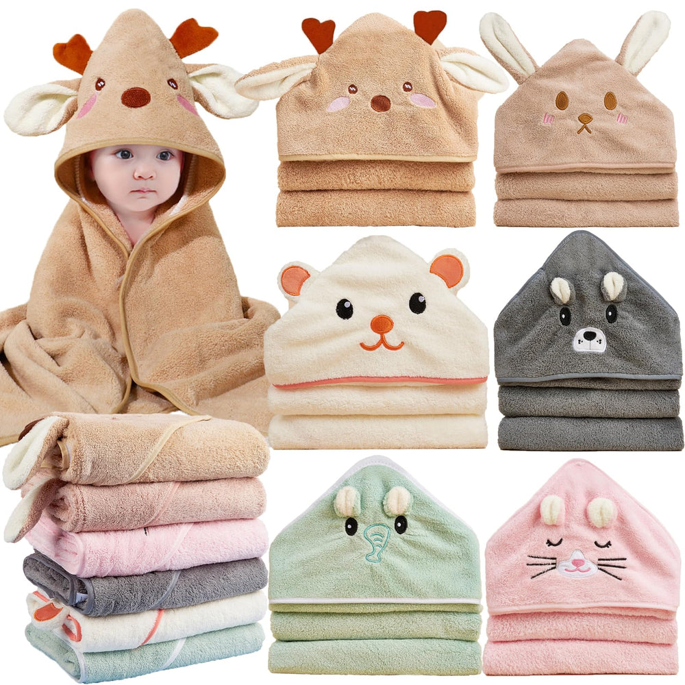 BEFACL 6pack hooded baby towels pack shown, ultra-soft fabric for sensitive newborn skin
