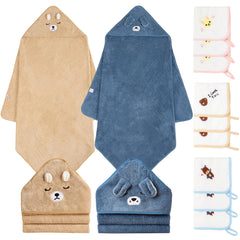 BEFACL hooded towel navy dog design; soft warmth after bath.