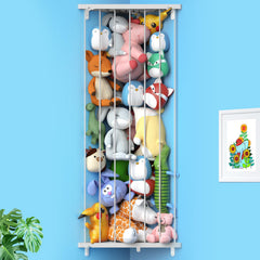 Befayoo corner stuffed animal storage shelf gray demonstrates space-saving corner design.
