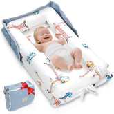 BEIARA baby lounger in breathable cotton fabric for comfortable naps.