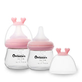 Beilastarx glass baby bottle red 4oz front view, BPA-free and easy to clean.