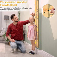 Beinou growth chart full chart on wall with yellow giraffe design for kids room.