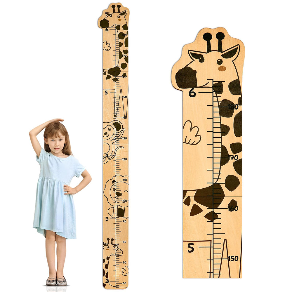 Beinou Growth Chart wood panel with animals, perfect for playful height tracking in kids' rooms.