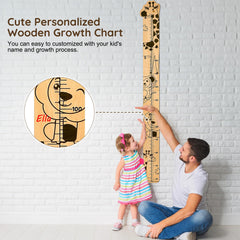 Beinou Growth Chart wood panel with friendly animals supports family moments.