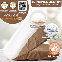 Beisurznga baby lounger flannel cover soft-touch demonstrates ultra-smooth fabric against baby's skin.
