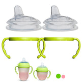 BelBeyo bottle handles with soft sippy spout in green for easy grip.