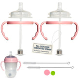 BelBeyo straw-top-nipples illustrate an easy bottle-to-straw transition for Comotomo bottles.