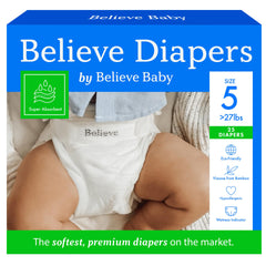 Believe Diapers Size 5 bamboo-absorb-core demonstrates strong moisture lock for dry comfort during nap time