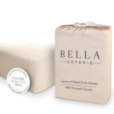 Bella Coterie bamboo crib sheet champagne folded showing soft weave and breathable texture