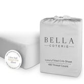 Bella Coterie bamboo crib sheet in grey mist with soft-weave fabric for gentle sleep