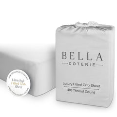 Bella Coterie bamboo crib sheet in grey mist with soft-weave fabric for gentle sleep