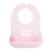 Bella Tunno baby bib with adjustable neck snaps and deep pocket for mess-free meals.