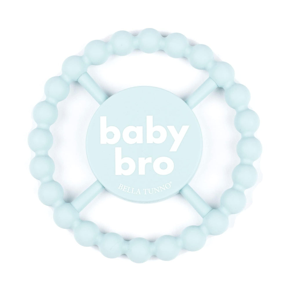 Bella Tunno Baby Bro teether closeup highlighting soft textured silicone for soothing gums.