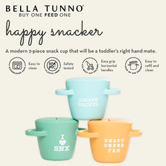 Bella Tunno Happy Snacker removable lid shows secure filling and portable snack storage.