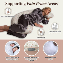 BellaMoon C-Shaped Pillow 55inch belly support for maternity comfort.