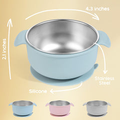 Bella's Friends suction-base closeup shows secure grip to reduce spills during toddler meals.