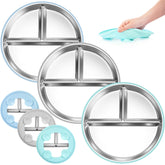 Bella's Friends stainless steel toddler plate blue with strong suction for mess-free meals.