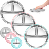 Bella's Friends stainless steel toddler plates with suction keep meals tidy.