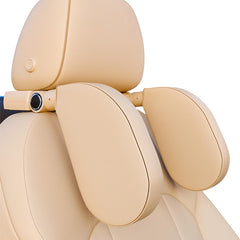 Belmeri car headrest pillow beige front view shows ergonomic neck support for long drives